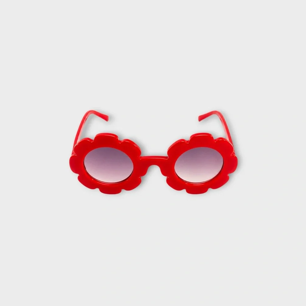 Kids Red Flower-Shaped Sunglasses
